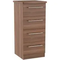 Sherwood 4 Drawer Narrow Chest - Walnut Effect
