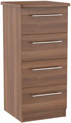 Sherwood 4 Drawer Narrow Chest - Walnut Effect