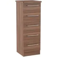 Sherwood 5 Drawer Narrow Chest - Walnut