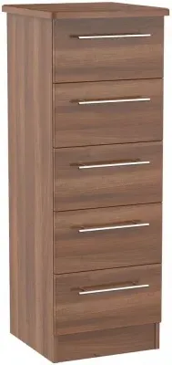 Sherwood 5 Drawer Narrow Chest - Walnut image