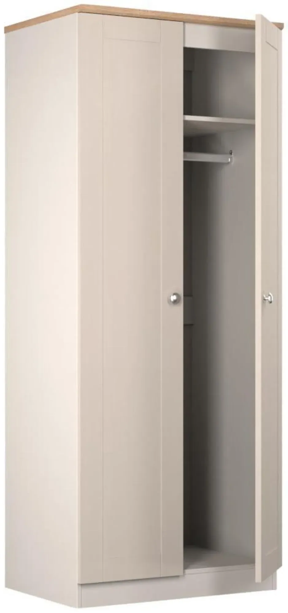 Sussex 2 Door Tall Wardrobe - Cashmere, Oak