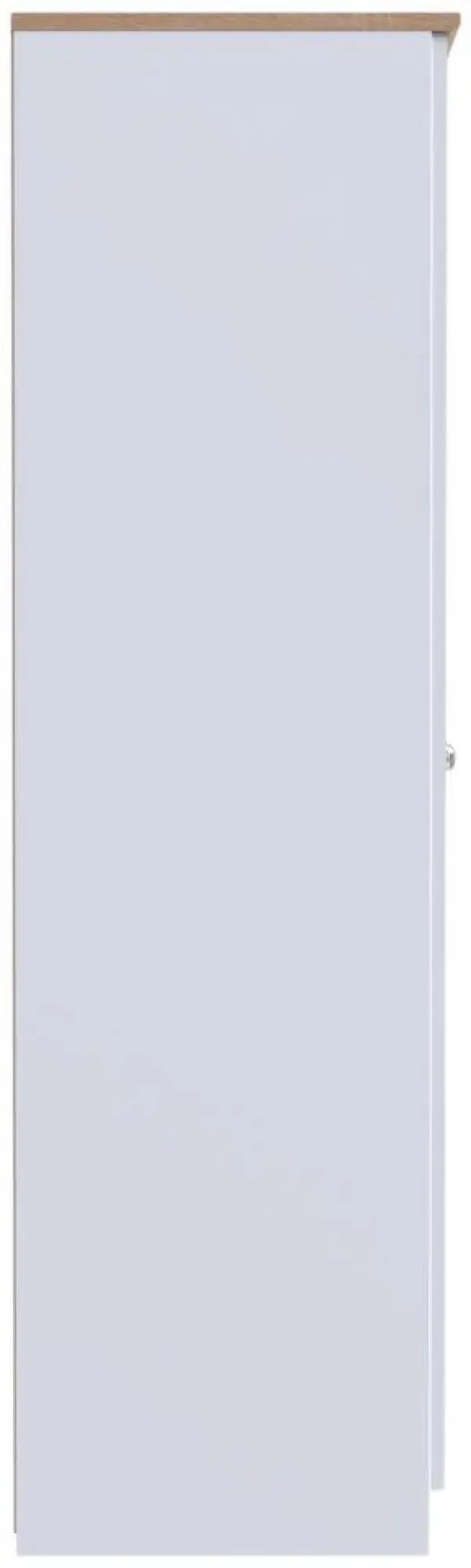 Sussex 2 Door Tall Wardrobe - White, Oak Effect