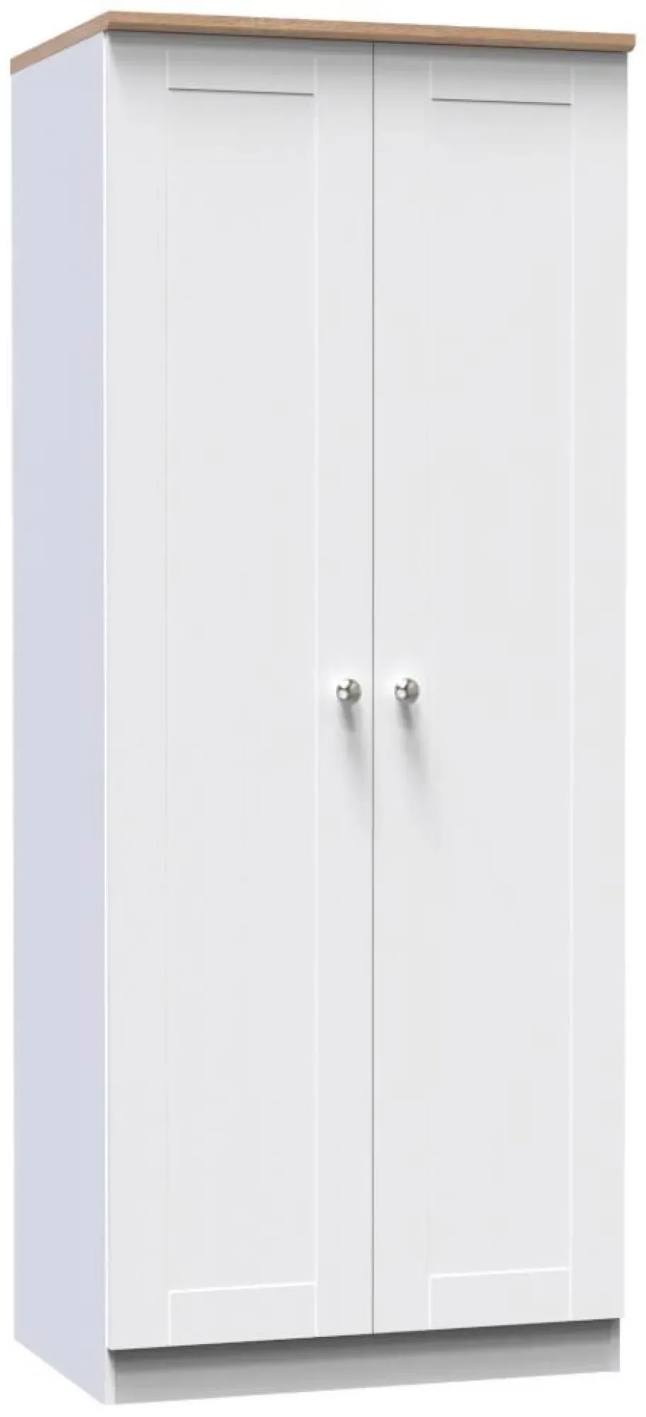 Sussex 2 Door Tall Wardrobe - White, Oak Effect