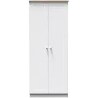 Sussex 2 Door Tall Wardrobe - White, Oak Effect
