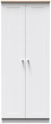 Sussex 2 Door Tall Wardrobe - White, Oak Effect image