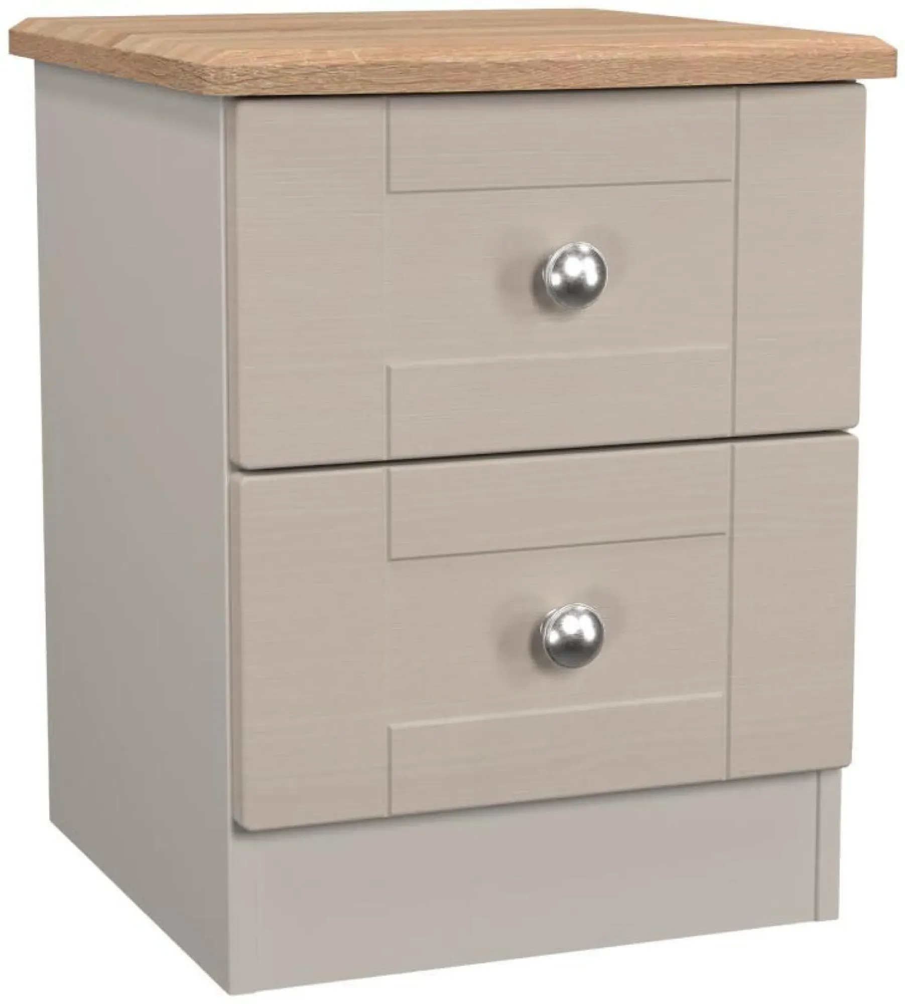 Sussex 2 Drawer Bedside Cabinet - Cashmere, Oak