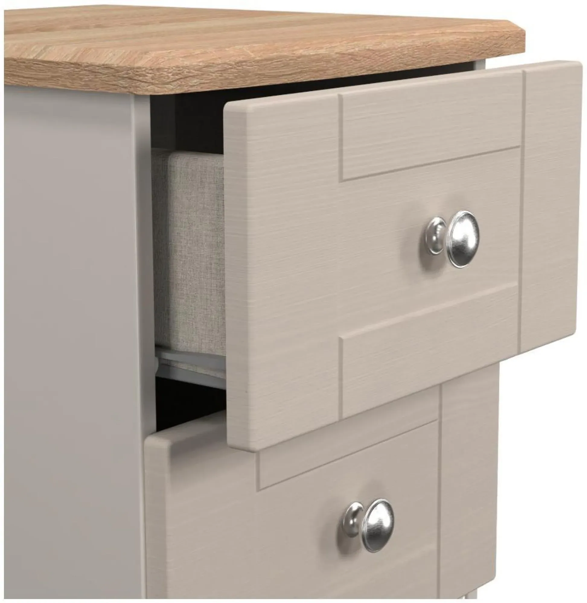 Sussex 2 Drawer Bedside Cabinet - Cashmere, Oak