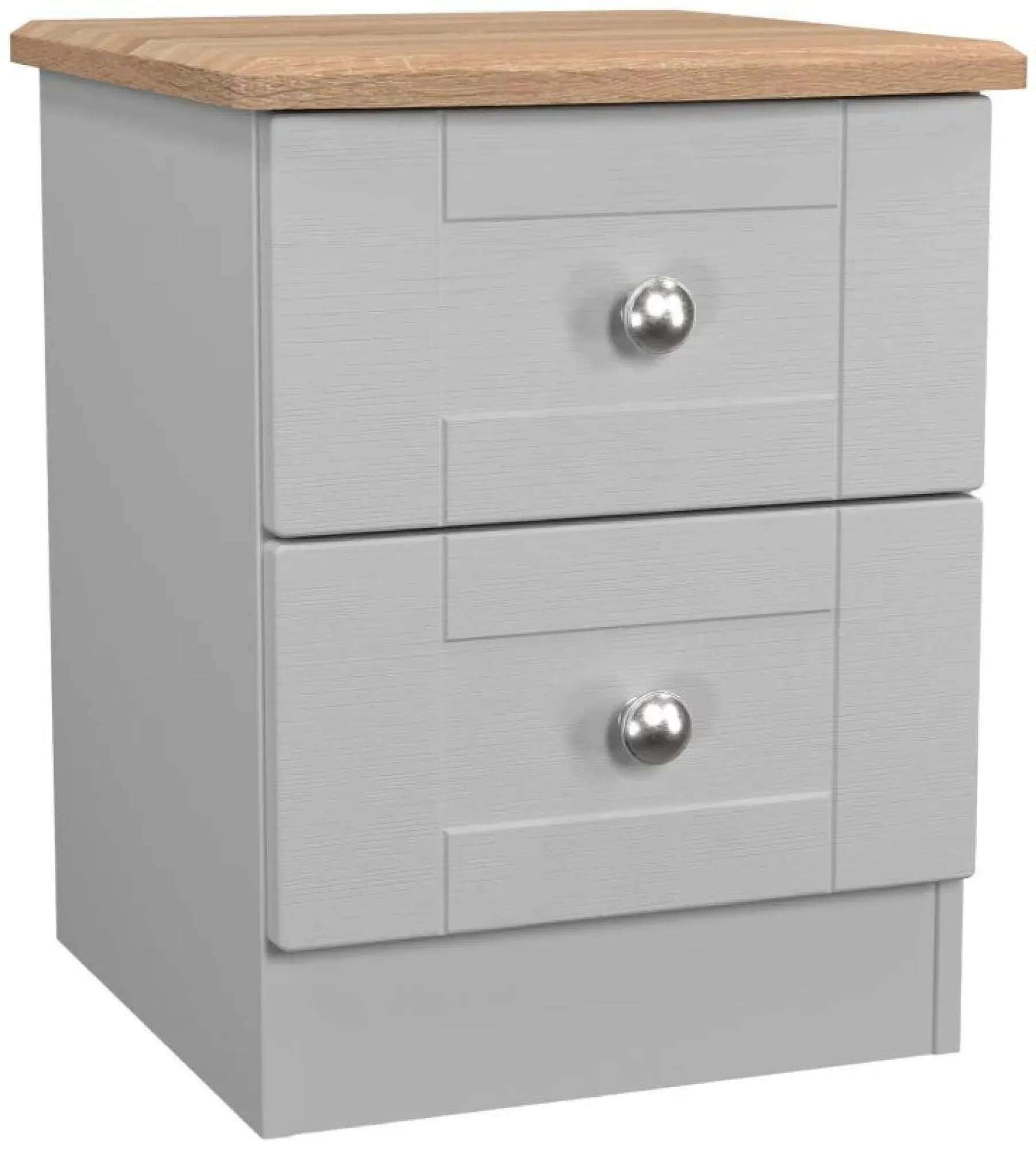 Sussex 2 Drawer Bedside Cabinet - Grey, Oak