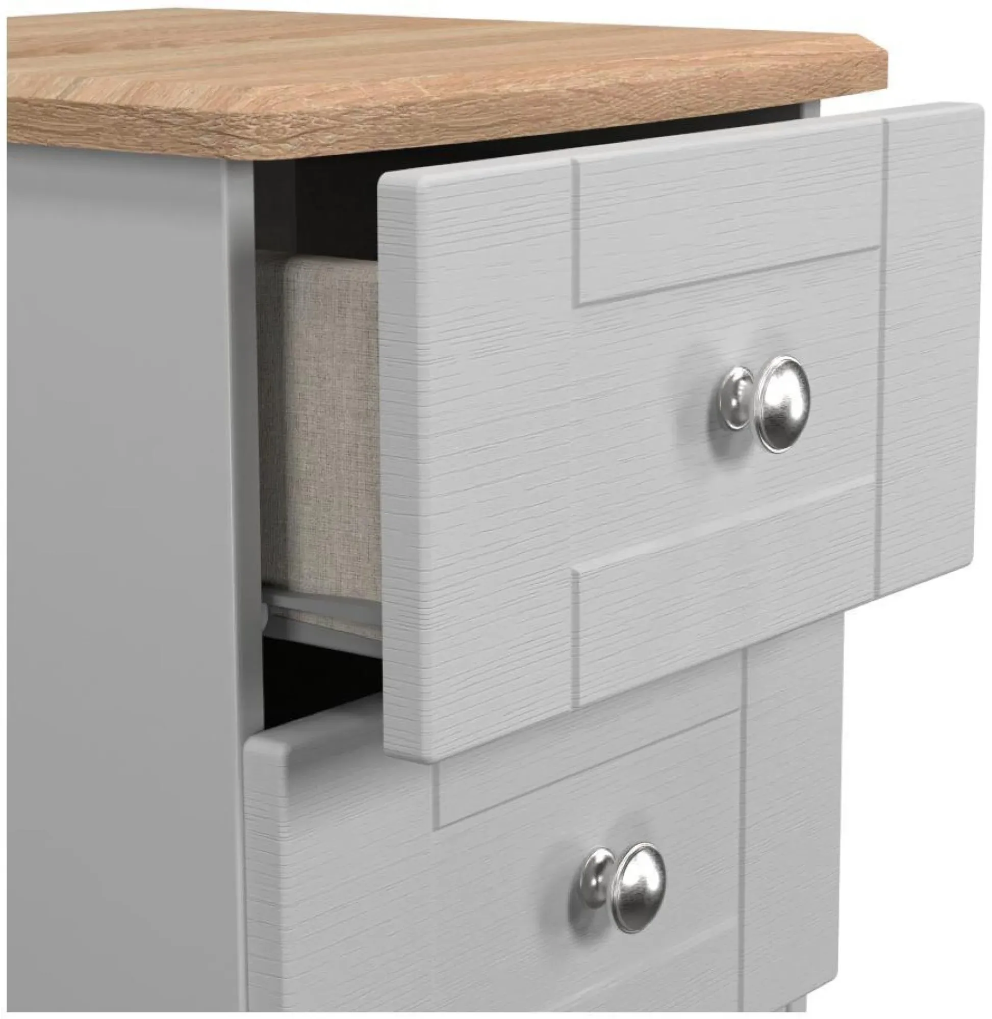Sussex 2 Drawer Bedside Cabinet - Grey, Oak