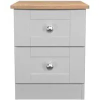 Sussex 2 Drawer Bedside Cabinet - Grey, Oak