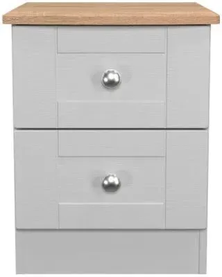 Sussex 2 Drawer Bedside Cabinet - Grey, Oak