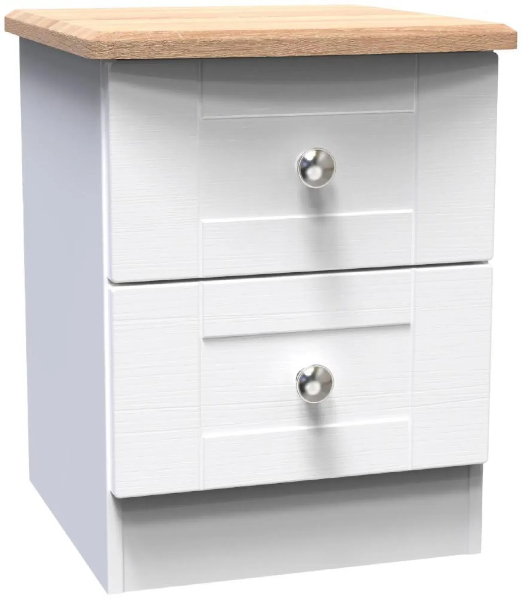 Sussex 2 Drawer Bedside Cabinet - White, Oak