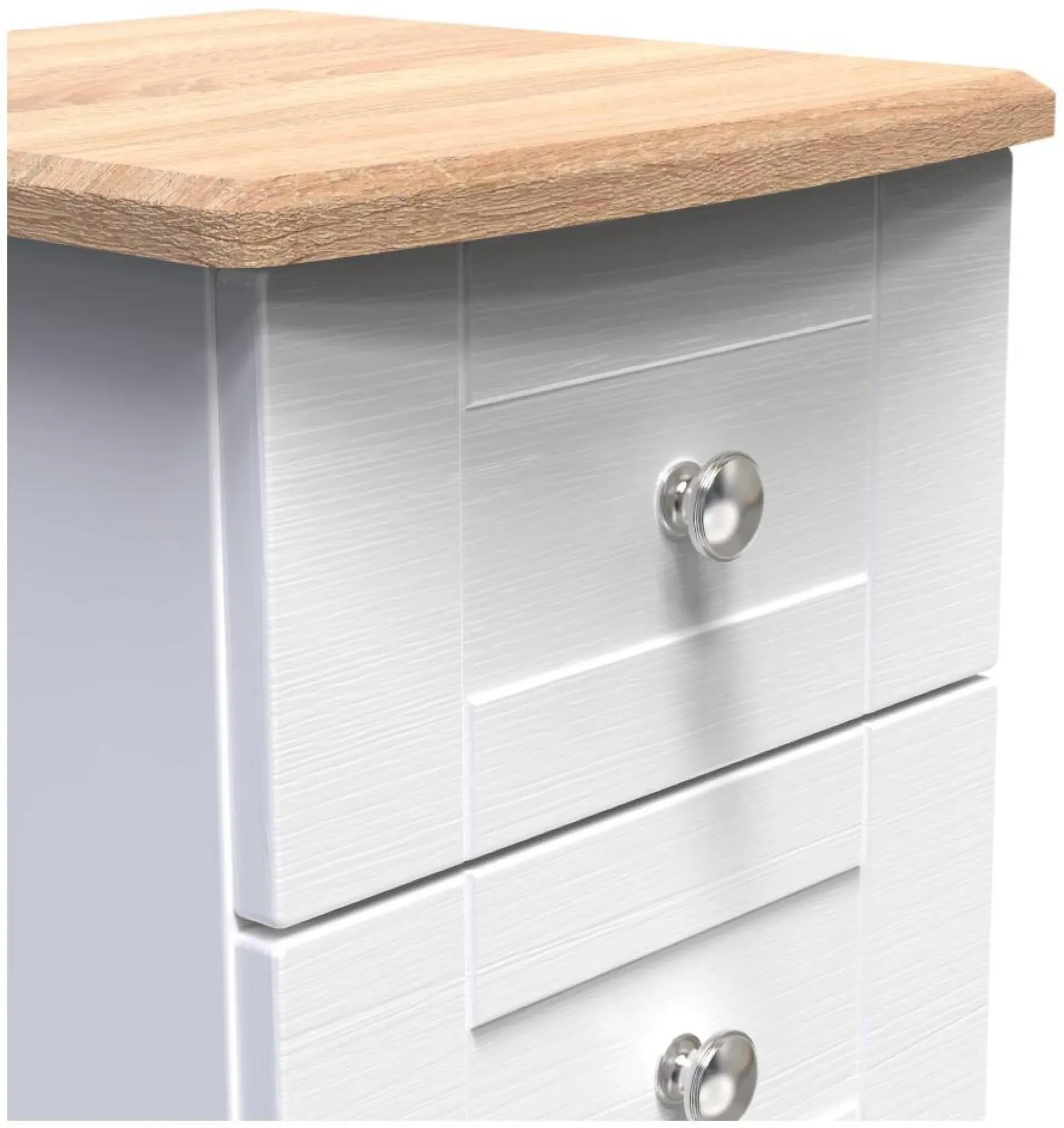 Sussex 2 Drawer Bedside Cabinet - White, Oak