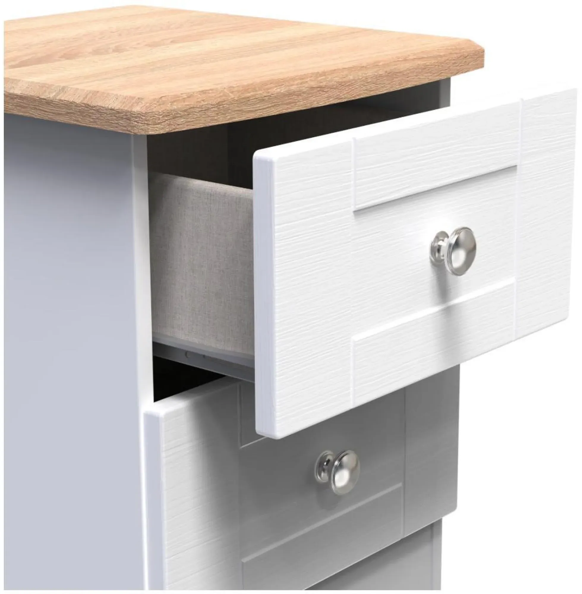 Sussex 2 Drawer Bedside Cabinet - White, Oak