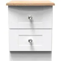 Sussex 2 Drawer Bedside Cabinet - White, Oak