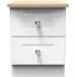 Sussex 2 Drawer Bedside Cabinet - White, Oak