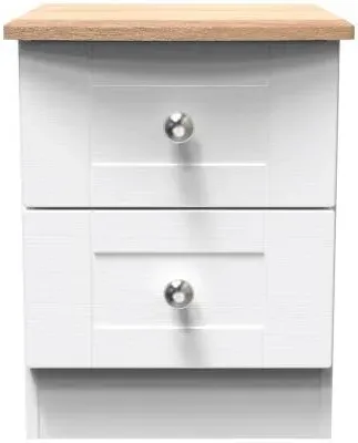 Sussex 2 Drawer Bedside Cabinet - White, Oak image