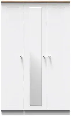 Sussex 3 Door Tall Triple Wardrobe with Mirror - White, Oak
