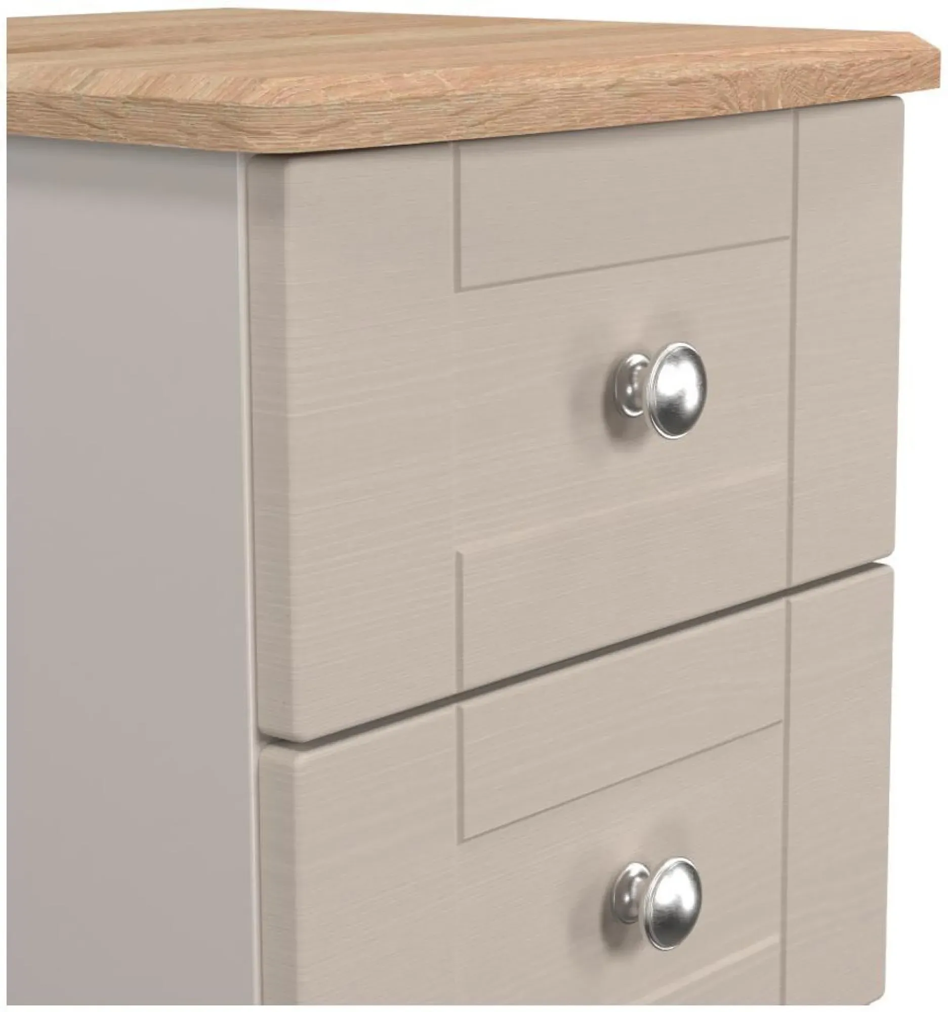 Sussex 3 Drawer Bedside Cabinet - Cashmere, Oak