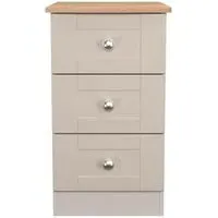 Sussex 3 Drawer Bedside Cabinet - Cashmere, Oak
