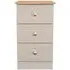 Sussex 3 Drawer Bedside Cabinet - Cashmere, Oak