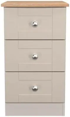 Sussex 3 Drawer Bedside Cabinet - Cashmere, Oak image