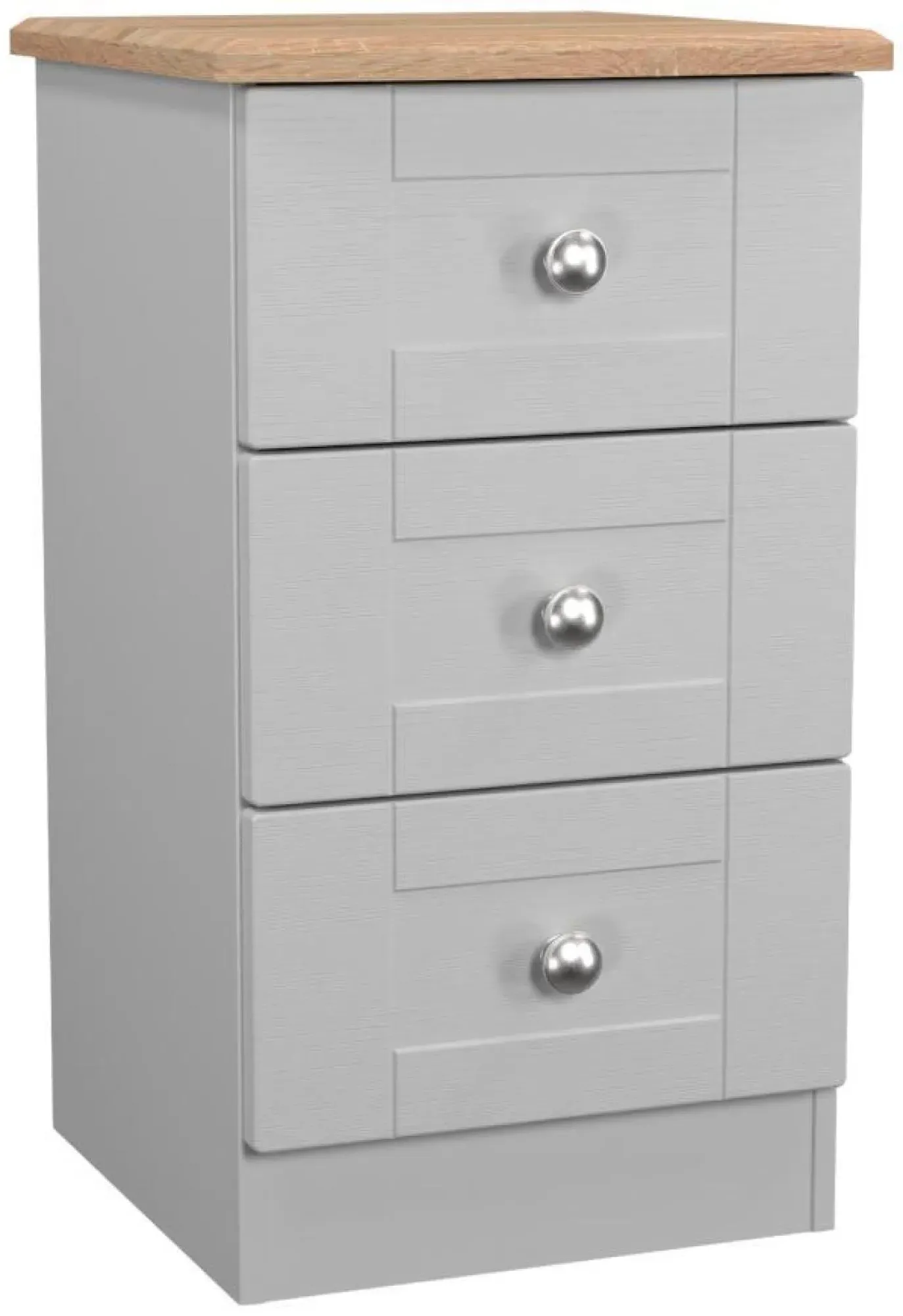 Sussex 3 Drawer Bedside Cabinet - Grey, Oak