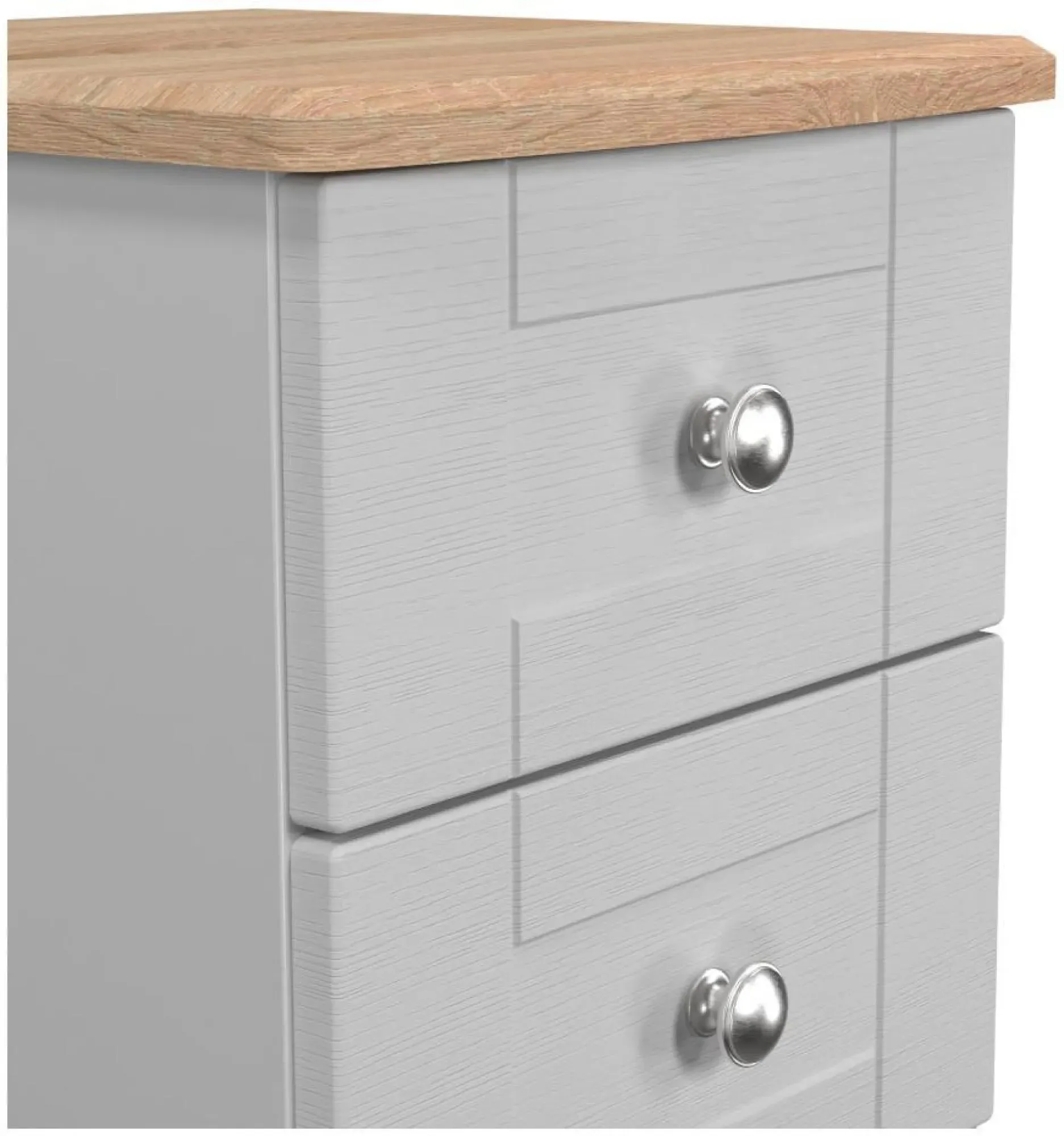Sussex 3 Drawer Bedside Cabinet - Grey, Oak