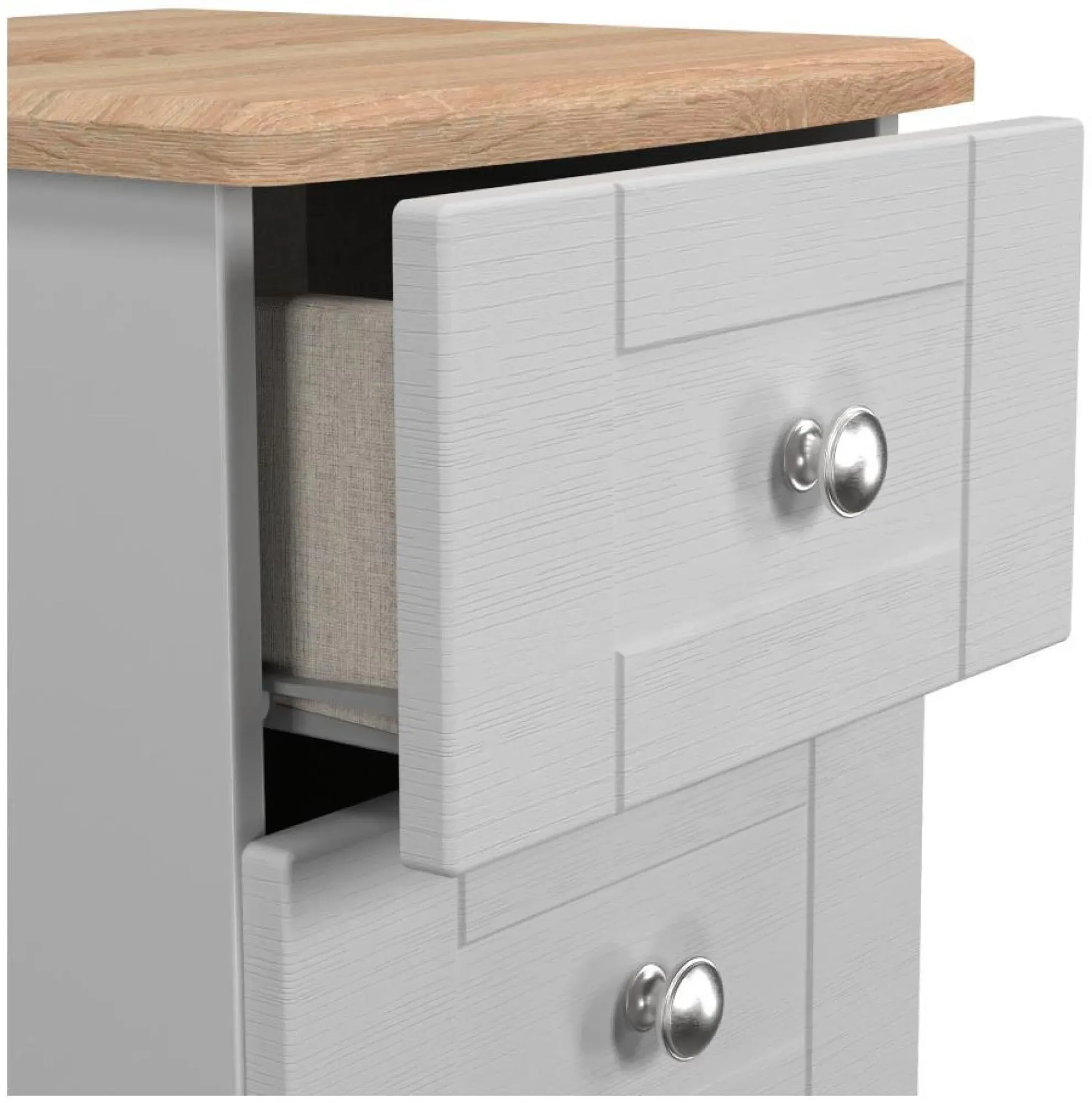 Sussex 3 Drawer Bedside Cabinet - Grey, Oak