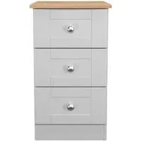 Sussex 3 Drawer Bedside Cabinet - Grey, Oak