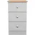 Sussex 3 Drawer Bedside Cabinet - Grey, Oak