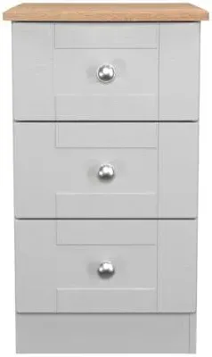 Sussex 3 Drawer Bedside Cabinet - Grey, Oak