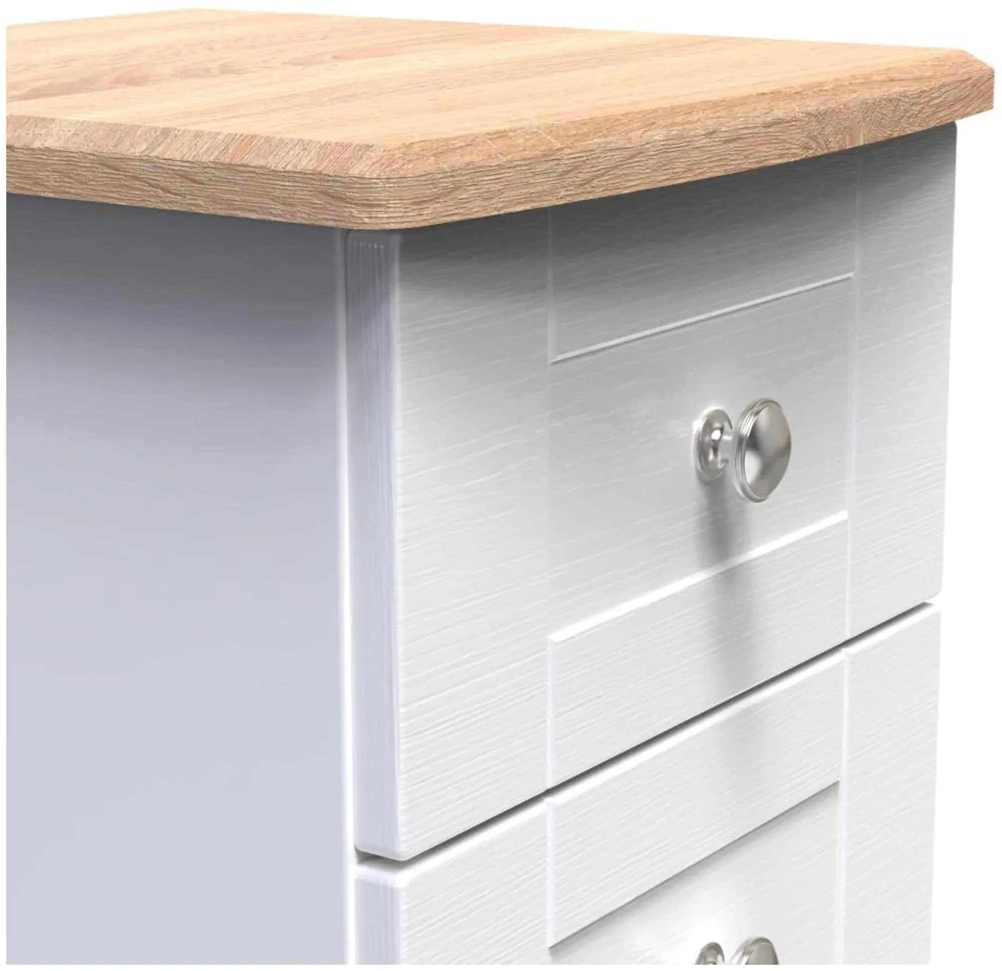 Sussex 3 Drawer Bedside Cabinet - White, Oak Effect