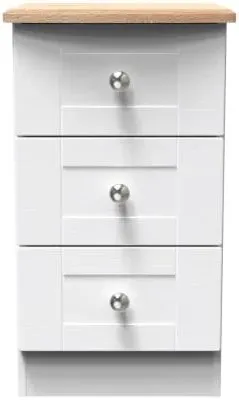 Sussex 3 Drawer Bedside Cabinet - White, Oak Effect image