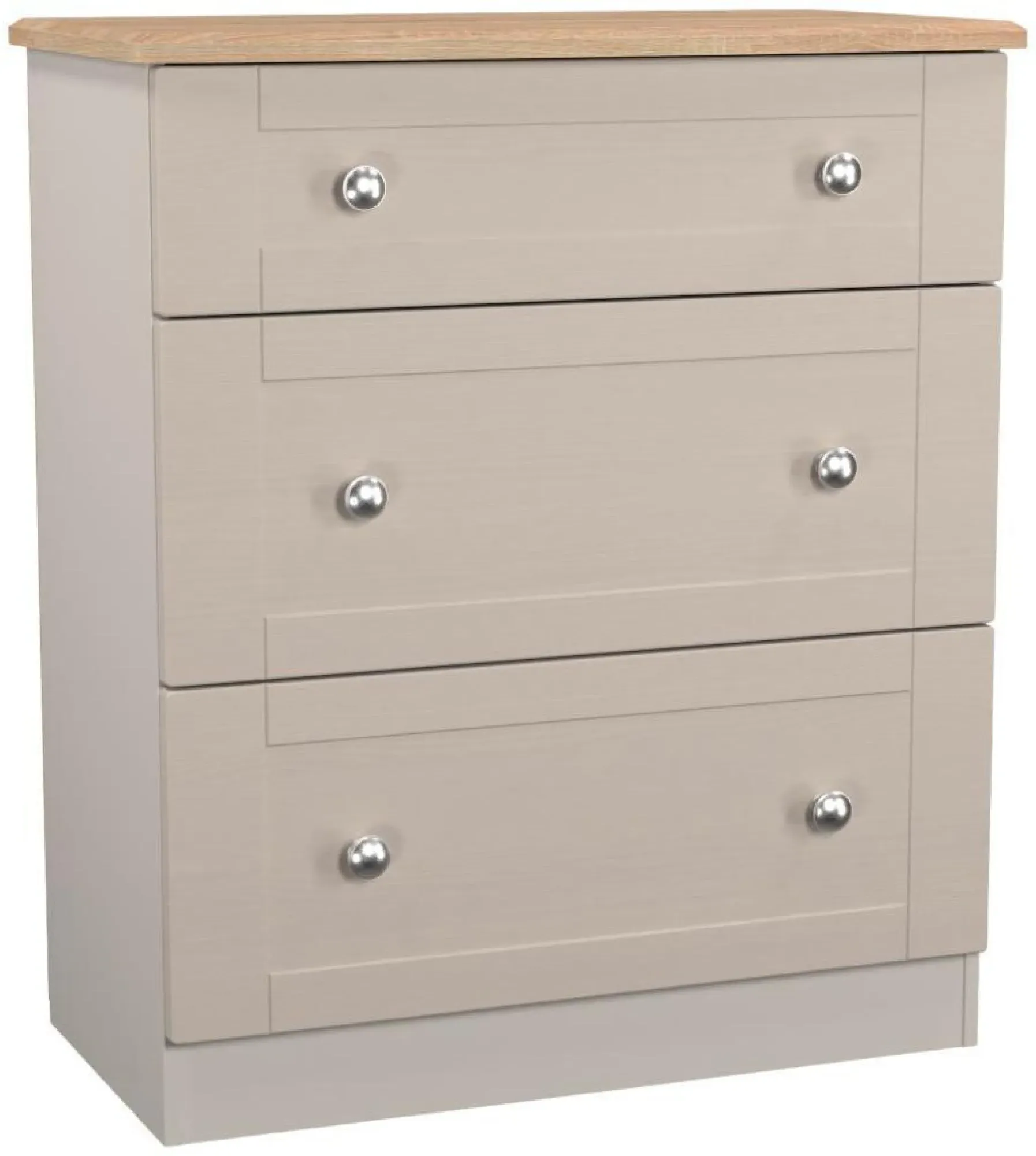 Sussex 3 Drawer Deep Chest - Cashmere, Oak