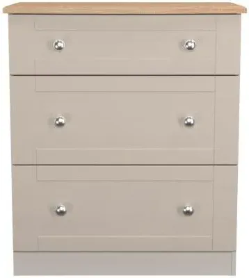 Sussex 3 Drawer Deep Chest - Cashmere, Oak