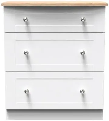 Sussex 3 Drawer Deep Chest - White, Oak Effect image