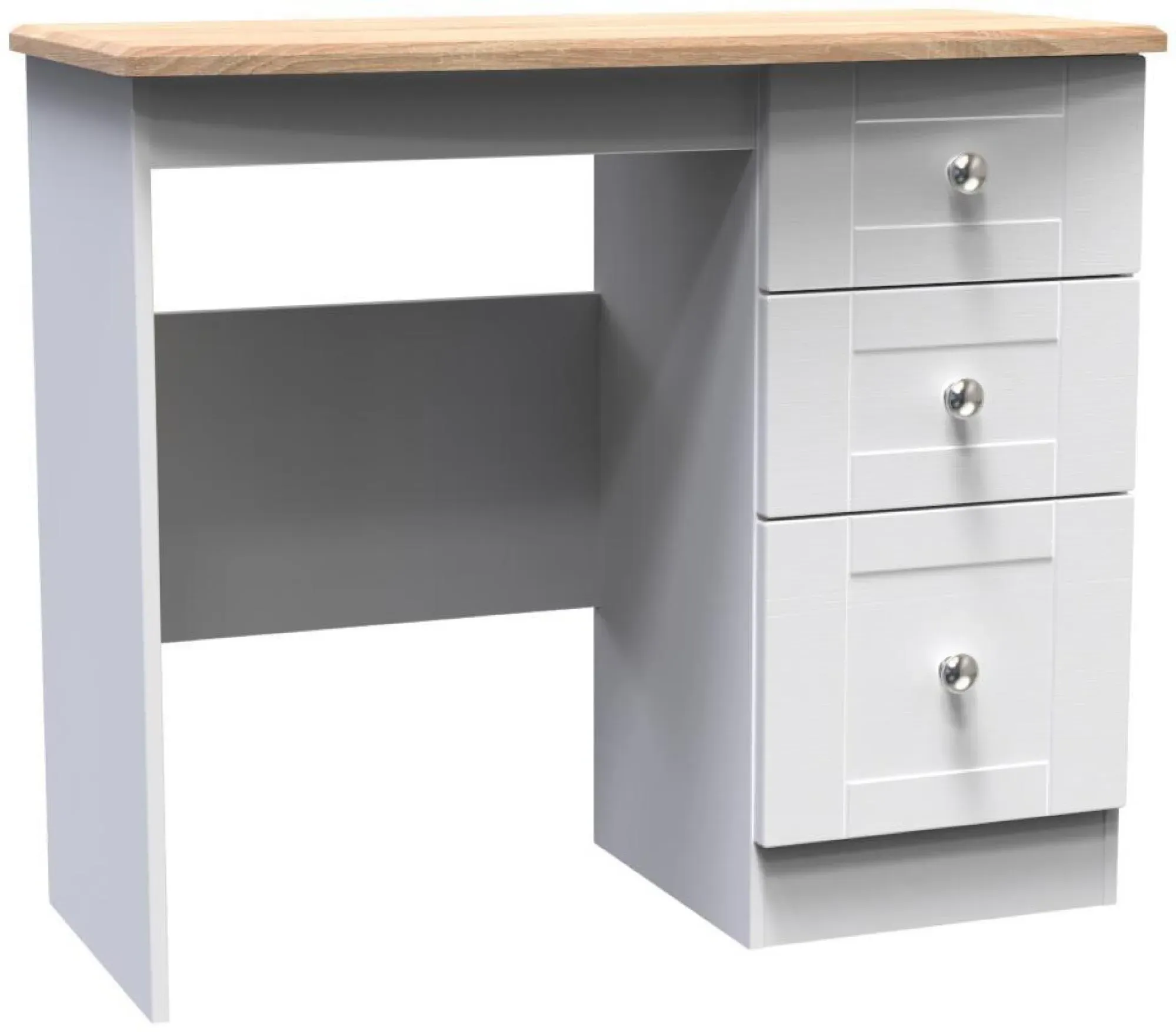 Sussex 3 Drawer Single Dressing Table - White, Oak