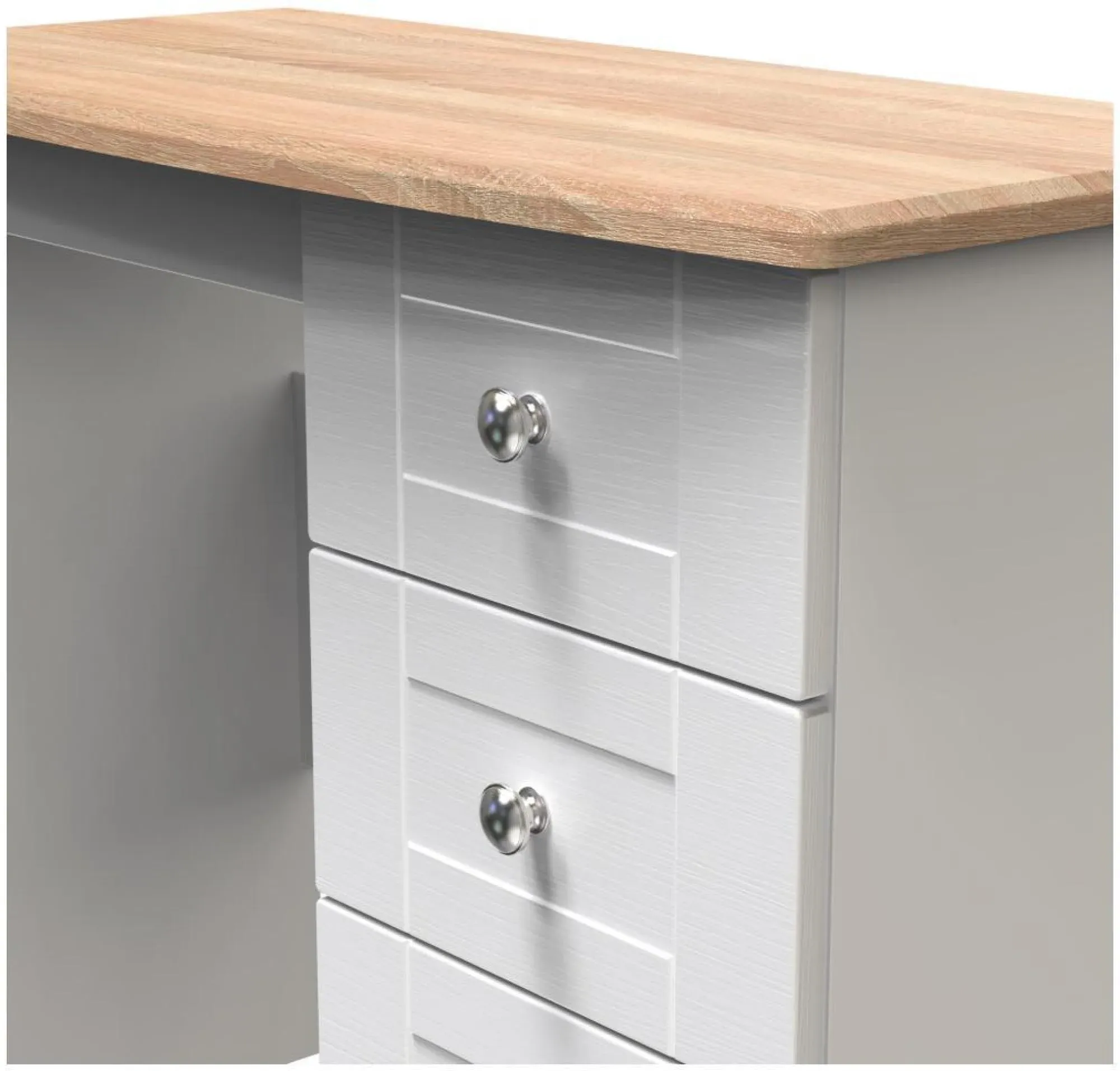 Sussex 3 Drawer Single Dressing Table - White, Oak