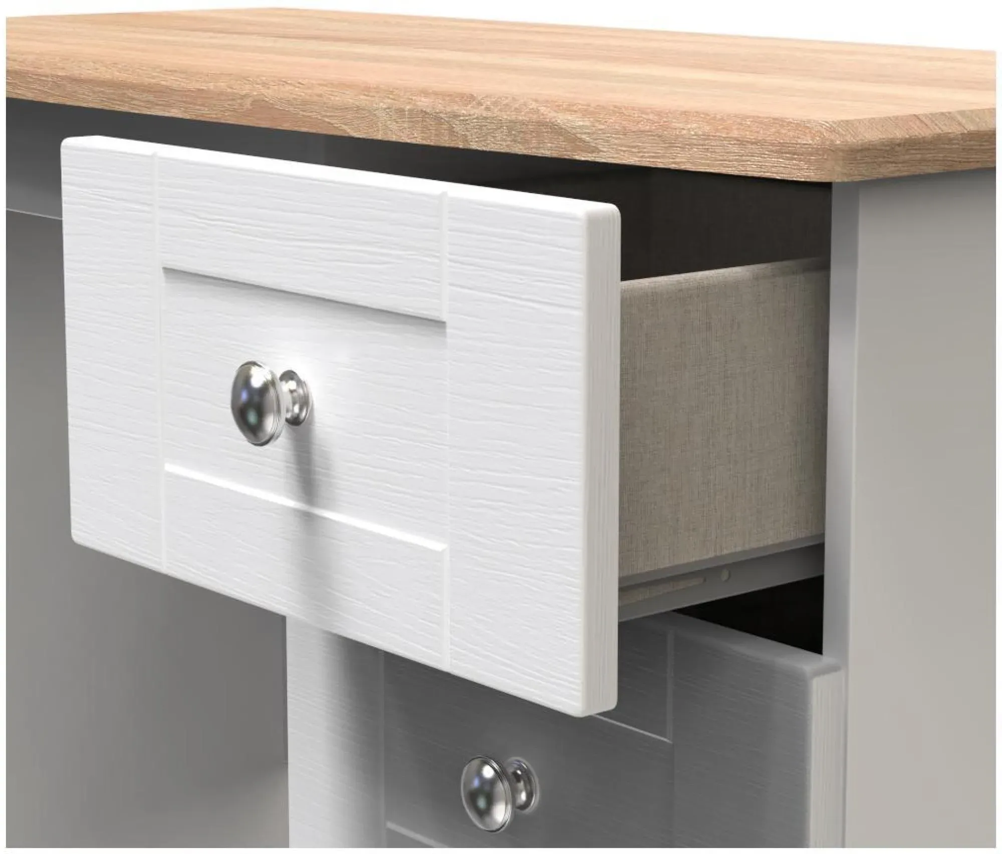 Sussex 3 Drawer Single Dressing Table - White, Oak