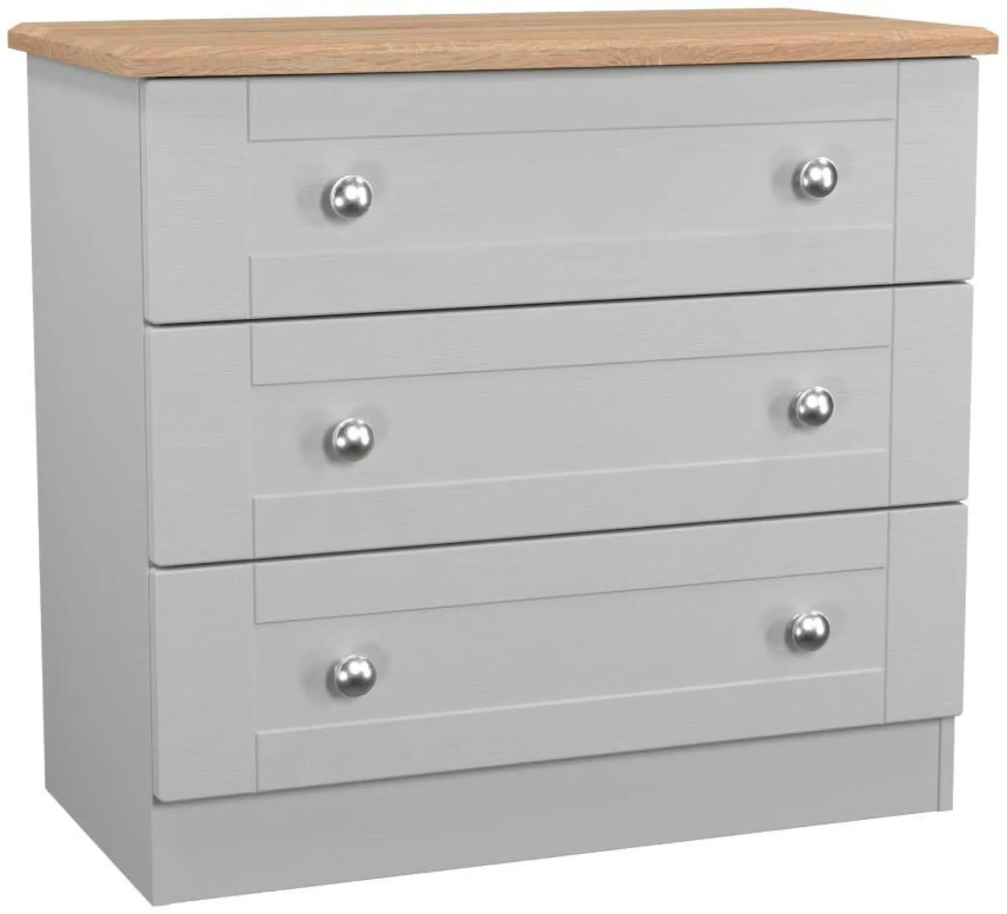 Sussex 3 Drawer Small Chest - Grey, Oak