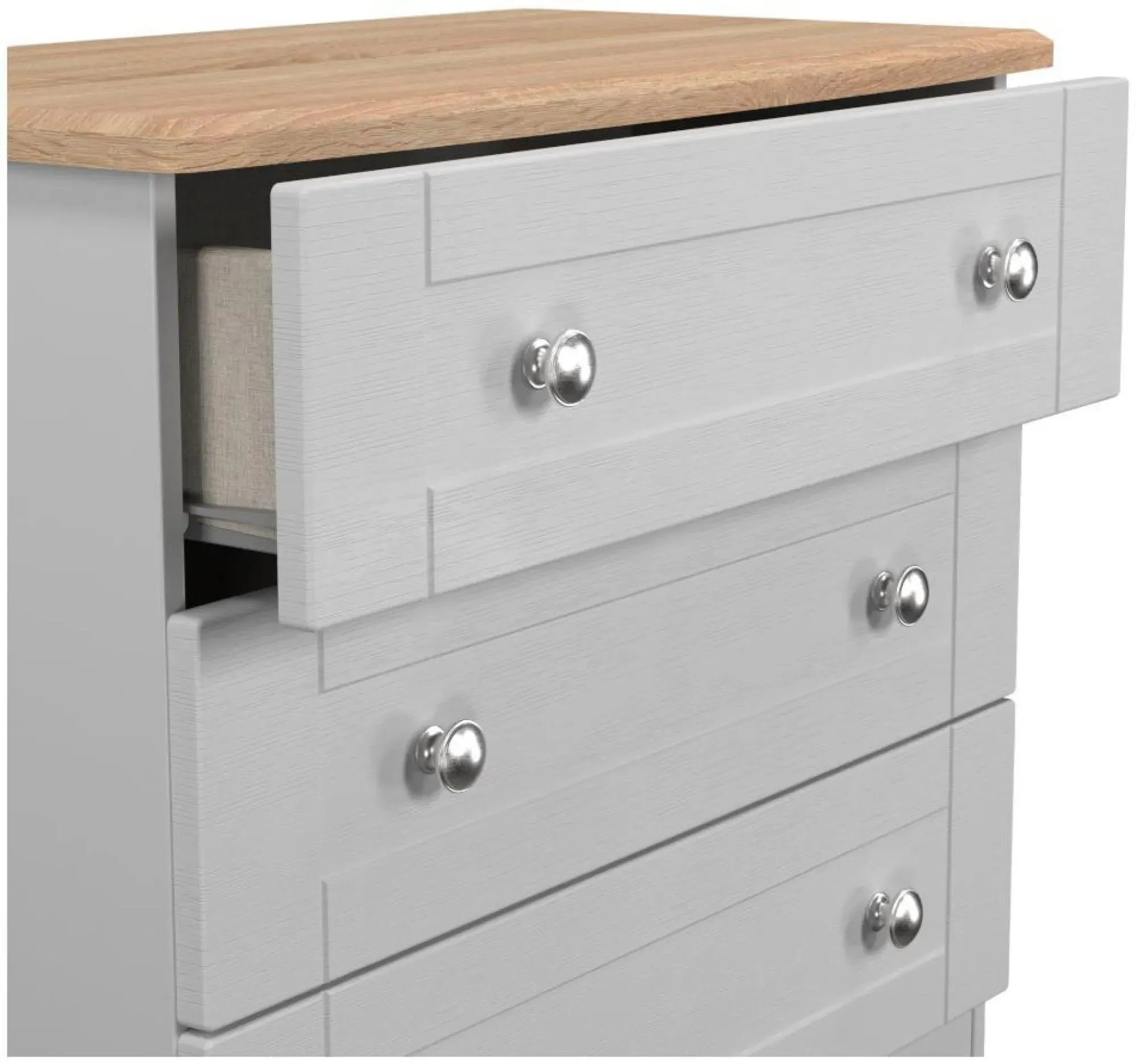 Sussex 3 Drawer Small Chest - Grey, Oak