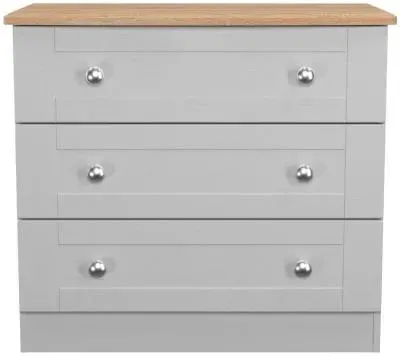 Sussex 3 Drawer Small Chest - Grey, Oak