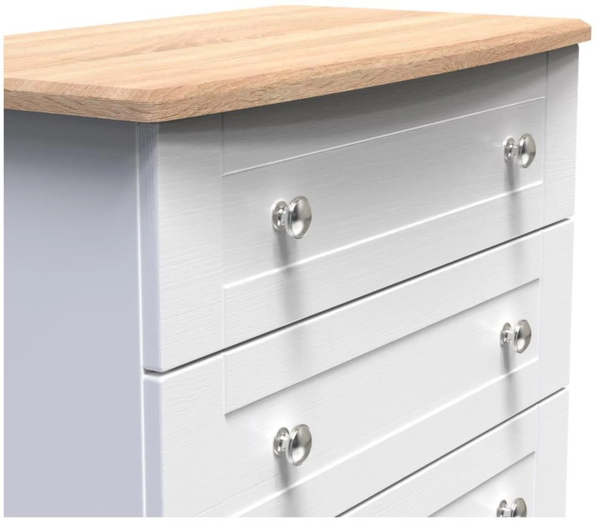 Sussex 3 Drawer Small Chest - White, Oak Effect