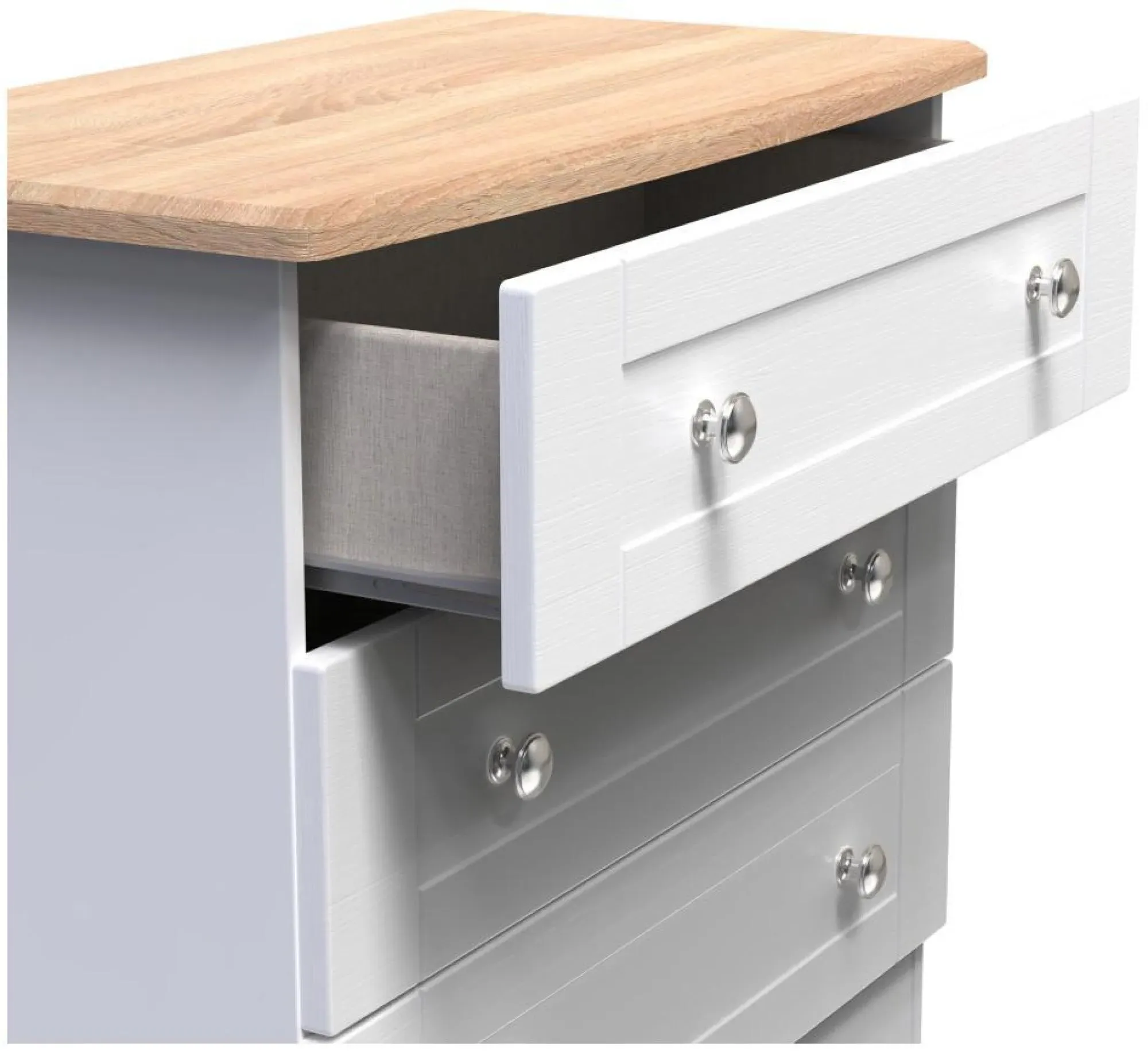 Sussex 3 Drawer Small Chest - White, Oak Effect