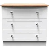 Sussex 3 Drawer Small Chest - White, Oak Effect