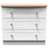 Sussex 3 Drawer Small Chest - White, Oak Effect