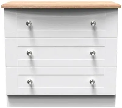 Sussex 3 Drawer Small Chest - White, Oak Effect image