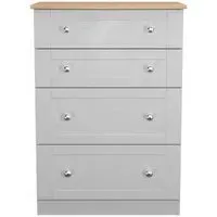 Sussex 4 Drawer Deep Chest - Grey, Oak
