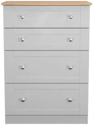 Sussex 4 Drawer Deep Chest - Grey, Oak
